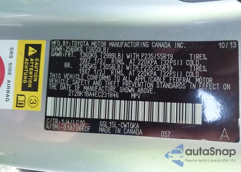 2014 Lexus Rx 350 from USA, damaged, VIN 2T2BK1BA4EC231846